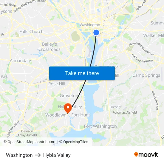 Washington to Hybla Valley map