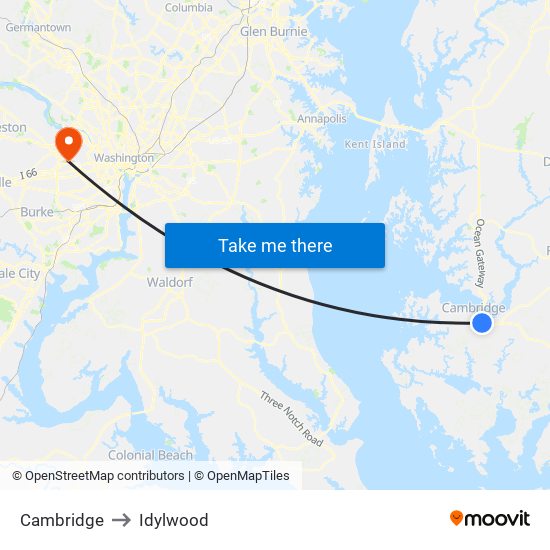 Cambridge to Idylwood map