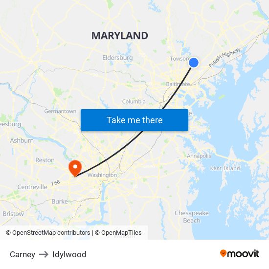 Carney to Idylwood map