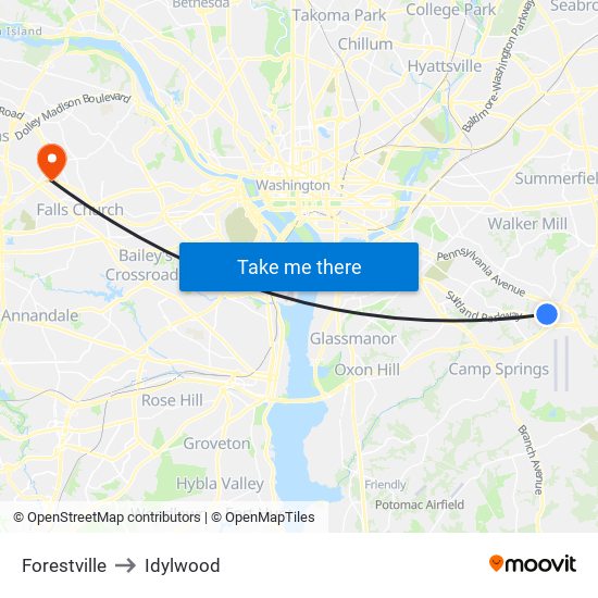 Forestville to Idylwood map