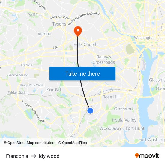 Franconia to Idylwood map