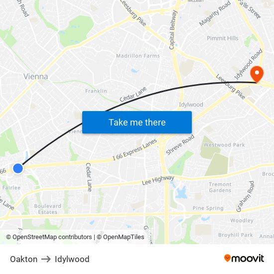 Oakton to Idylwood map