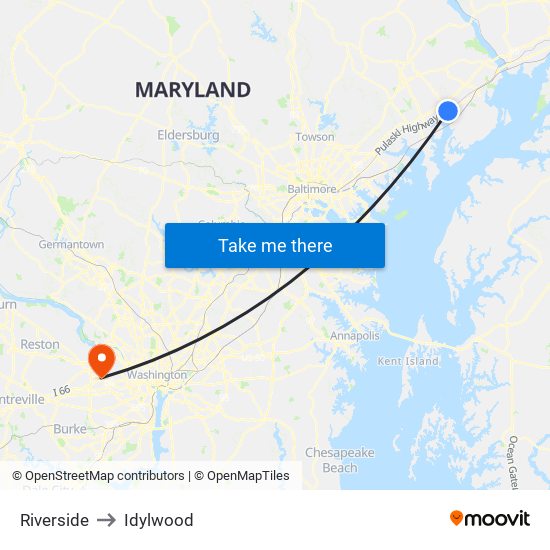 Riverside to Idylwood map