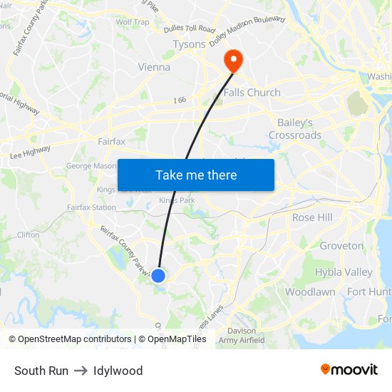 South Run to Idylwood map