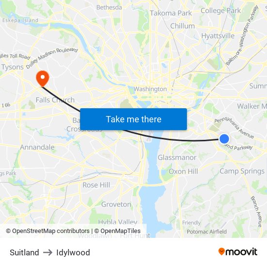 Suitland to Idylwood map