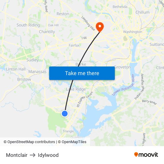 Montclair to Idylwood map