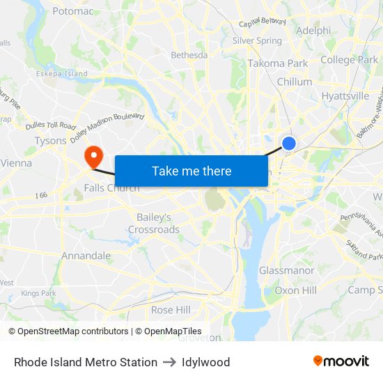 Rhode Island Metro Station to Idylwood map