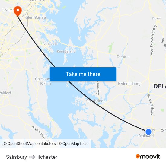 Salisbury to Ilchester map