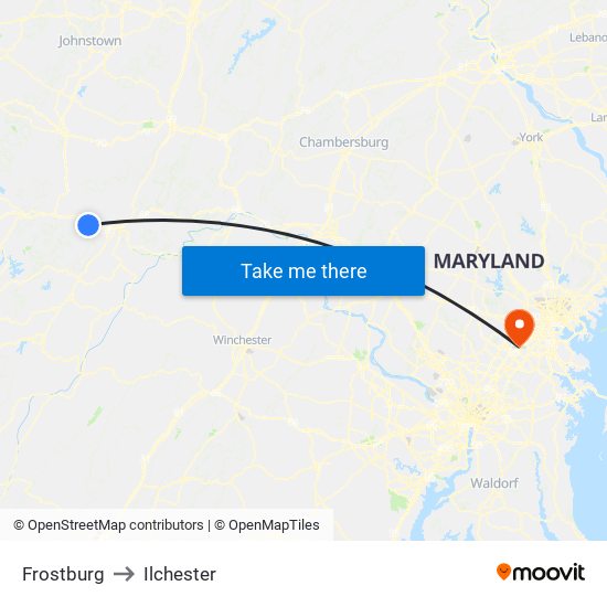 Frostburg to Ilchester map