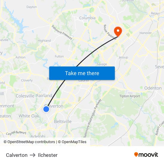 Calverton to Ilchester map