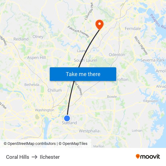 Coral Hills to Ilchester map