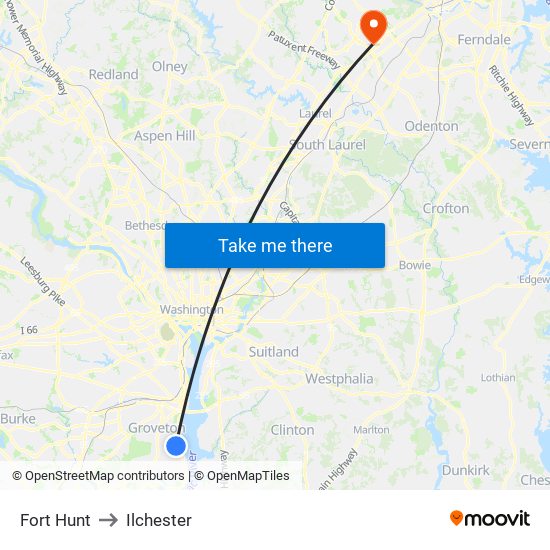 Fort Hunt to Ilchester map