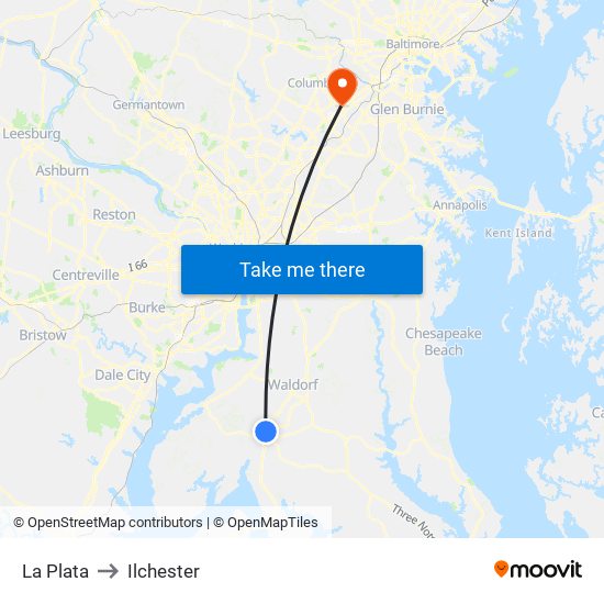 La Plata to Ilchester map