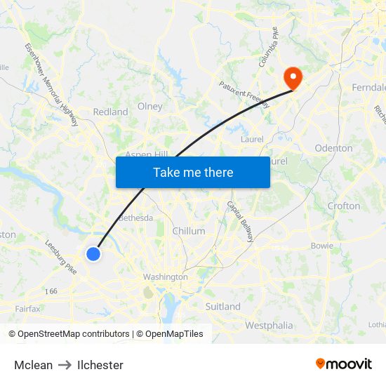 Mclean to Ilchester map