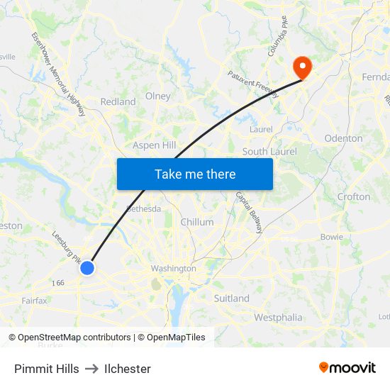 Pimmit Hills to Ilchester map