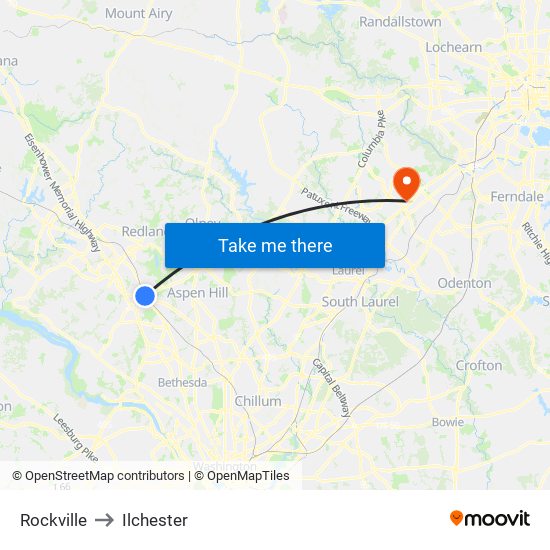 Rockville to Ilchester map