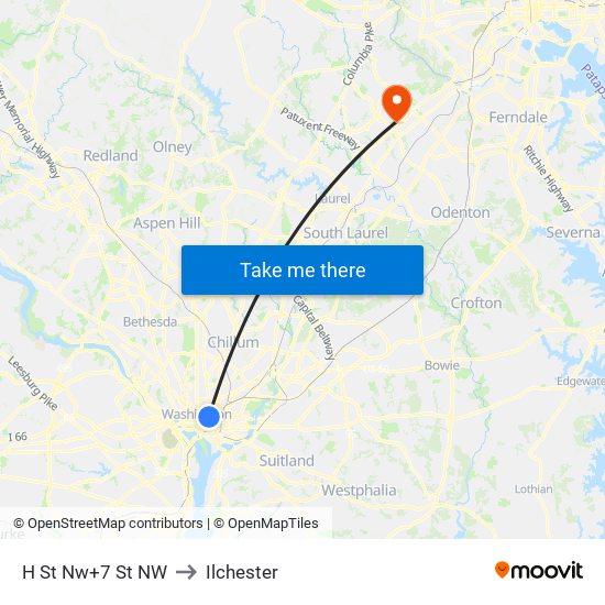 H St Nw+7 St NW to Ilchester map