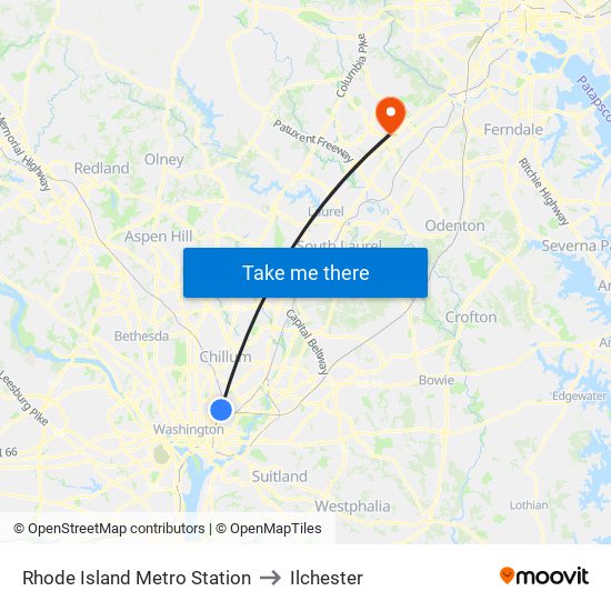 Rhode Island Metro Station to Ilchester map