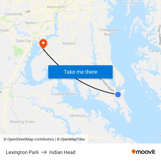 Lexington Park to Indian Head map