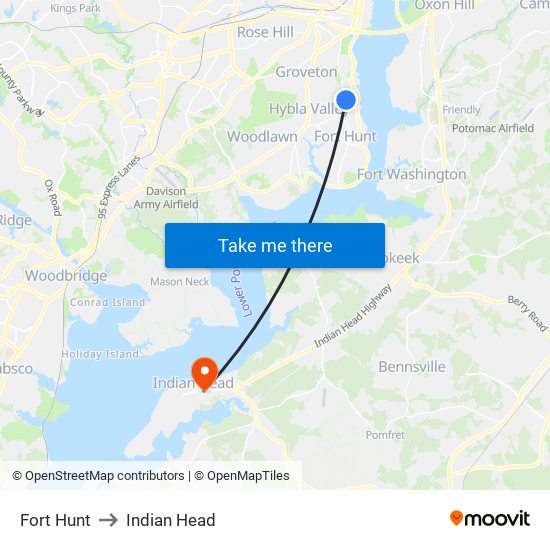 Fort Hunt to Indian Head map