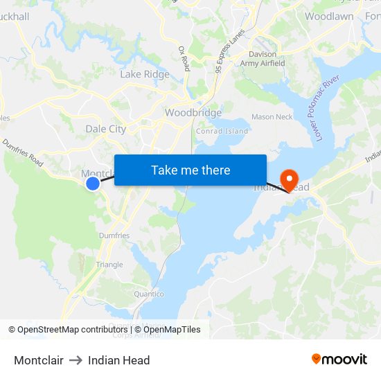 Montclair to Indian Head map