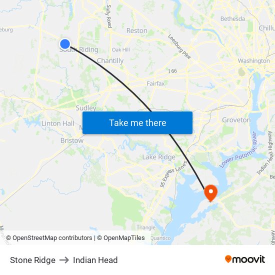 Stone Ridge to Indian Head map