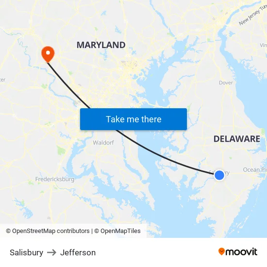 Salisbury to Jefferson map