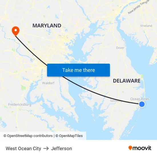 West Ocean City to Jefferson map
