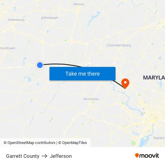 Garrett County to Jefferson map