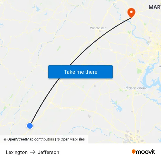 Lexington to Jefferson map