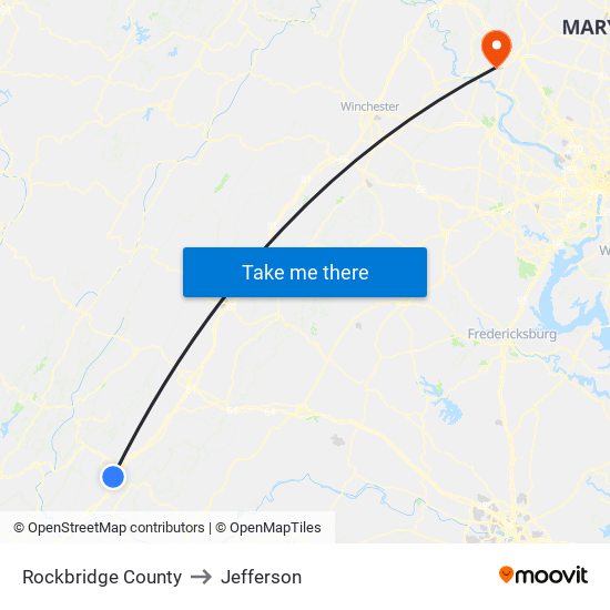 Rockbridge County to Jefferson map