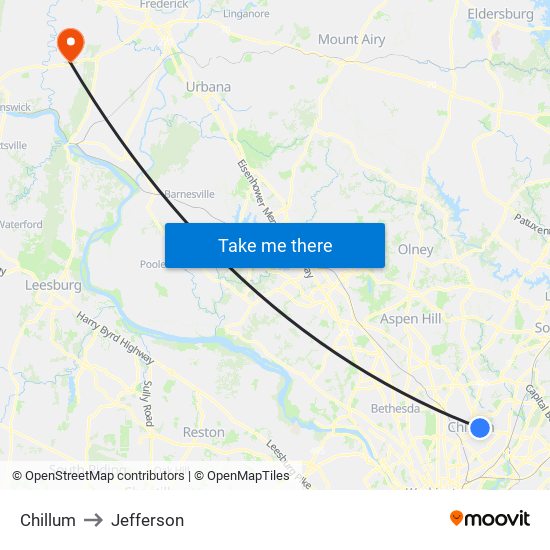 Chillum to Jefferson map