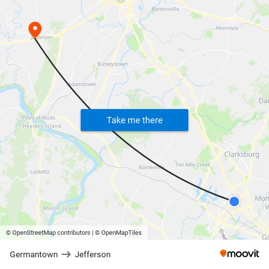 Germantown to Jefferson map