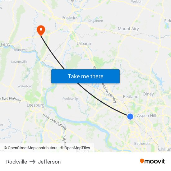 Rockville to Jefferson map