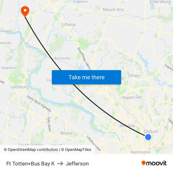 Fort Totten+Bay K to Jefferson map