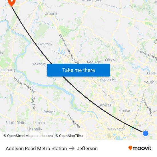 Addison Road Metro Station to Jefferson map