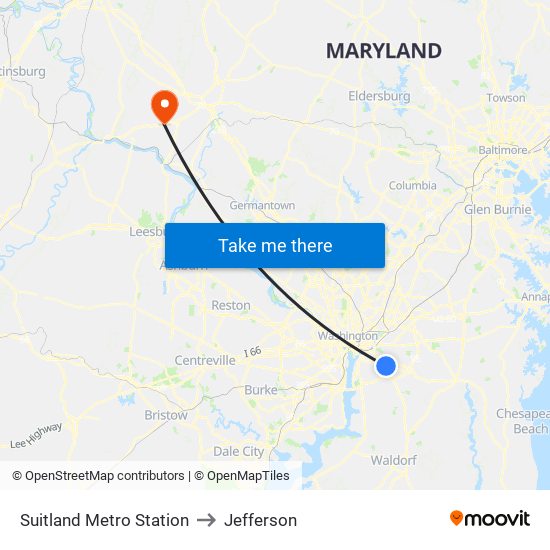 Suitland Metro Station to Jefferson map