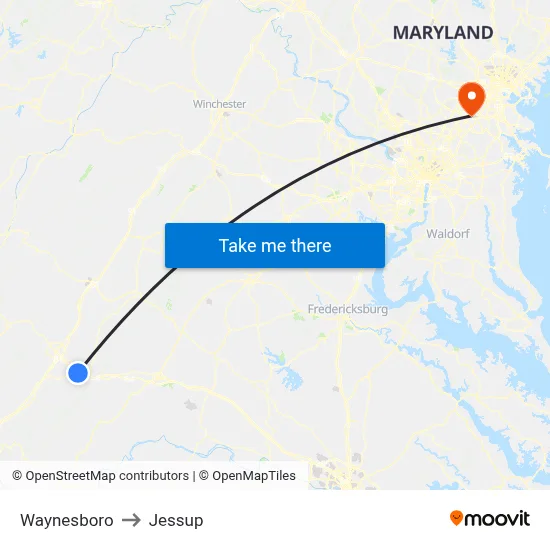 Waynesboro to Jessup map