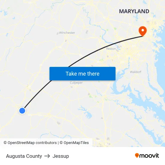 Augusta County to Jessup map