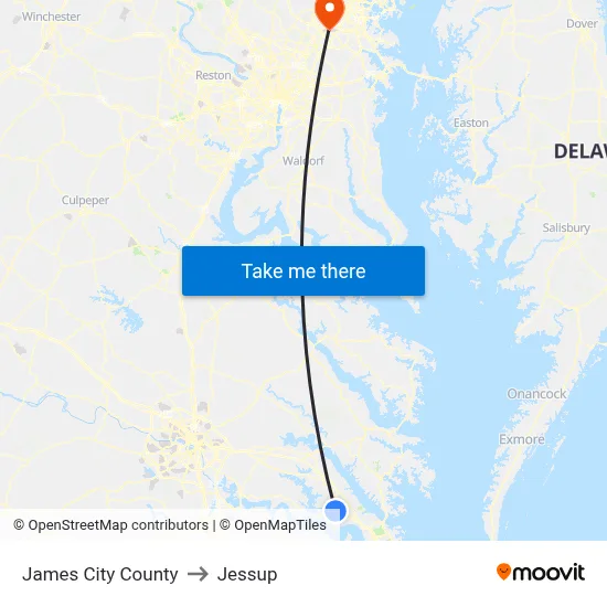 James City County to Jessup map