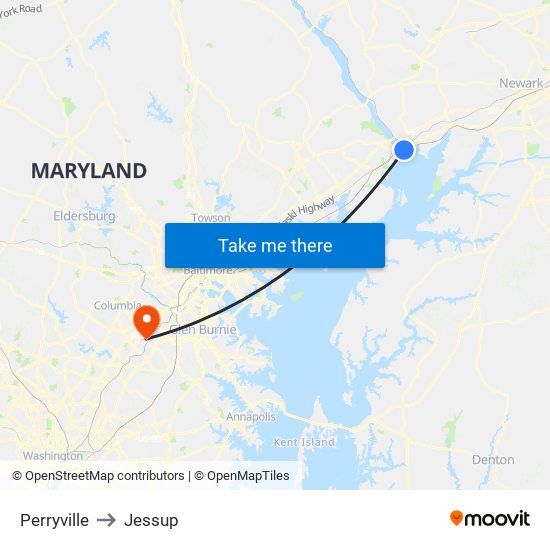 Perryville to Jessup map