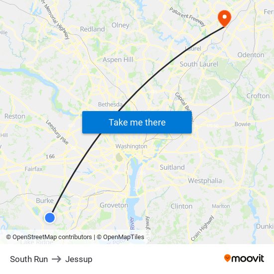 South Run to Jessup map