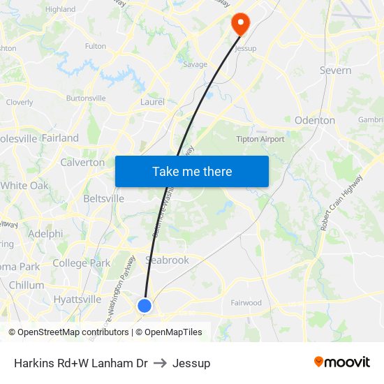 Harkins Rd+W Lanham Dr to Jessup map