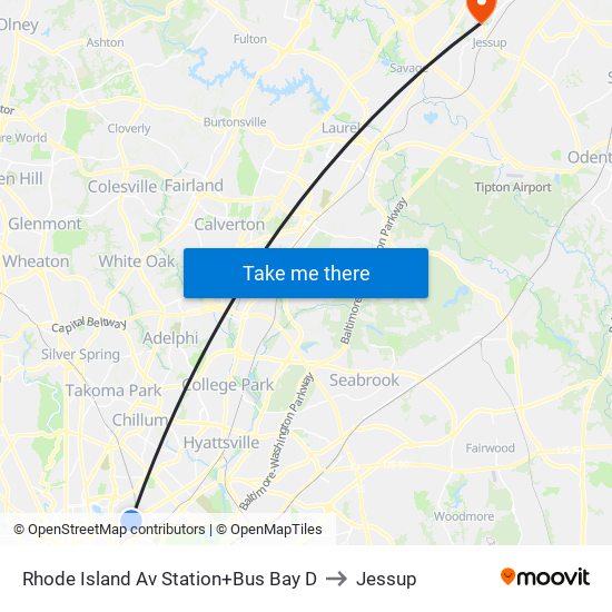 Rhode Island Ave-Brentwood+Bay D to Jessup map