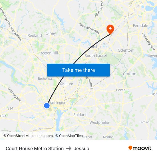 Court House Metro Station to Jessup map