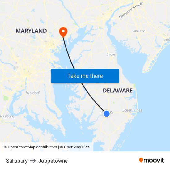 Salisbury to Joppatowne map