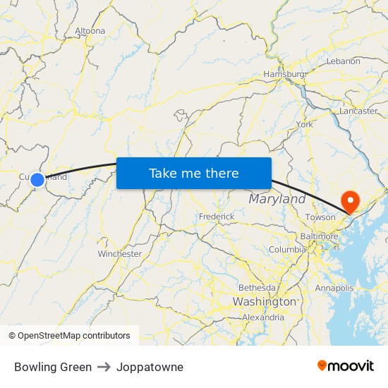 Bowling Green to Joppatowne map