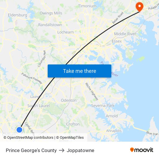 Prince George's County to Joppatowne map