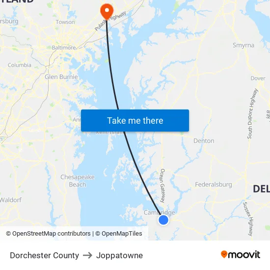 Dorchester County to Joppatowne map
