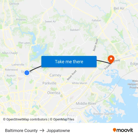 Baltimore County to Joppatowne map